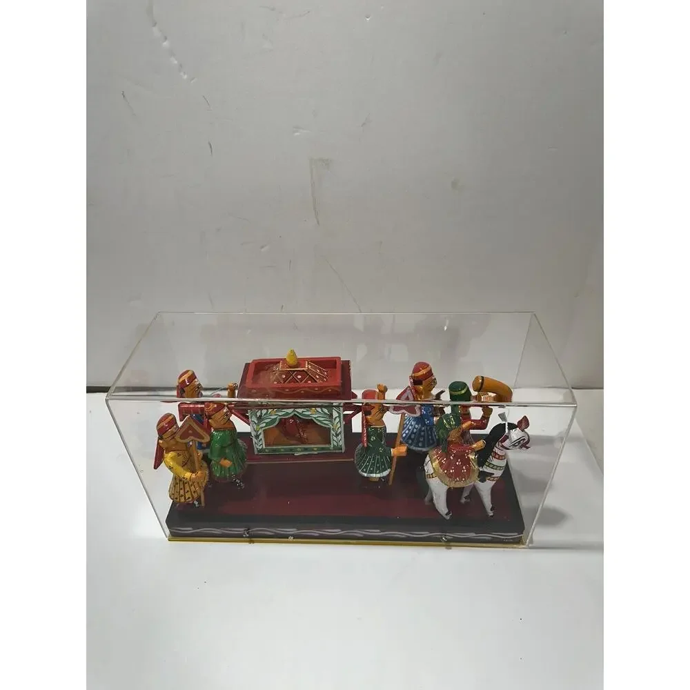 Wooden Marriage‎ Procession Kondapalli Art Figurine Indian Statue Dolls Display